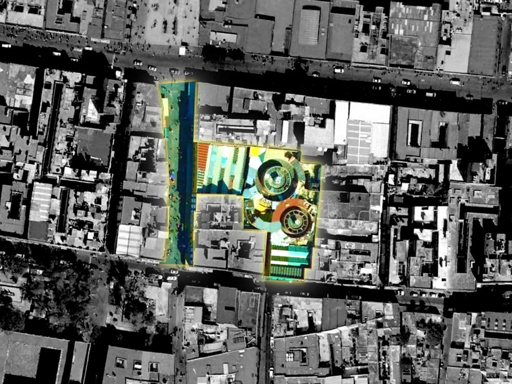 Satelite view of Manzanares Market, Barrio de La Merced, Mexico City