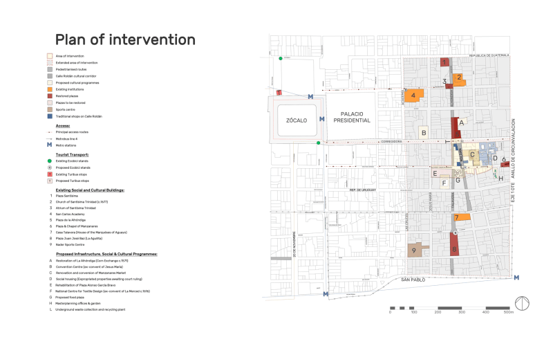 General plan of intervention, La Merced, Centro Historico, Mexico City