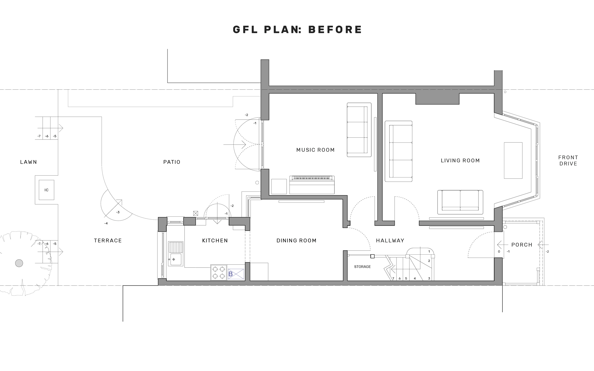 1 to 50 scale floor plan of existing terraced house